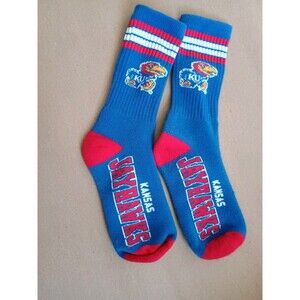 Kansas Jayhawks Blue & Red 4 Stripe Crew Socks